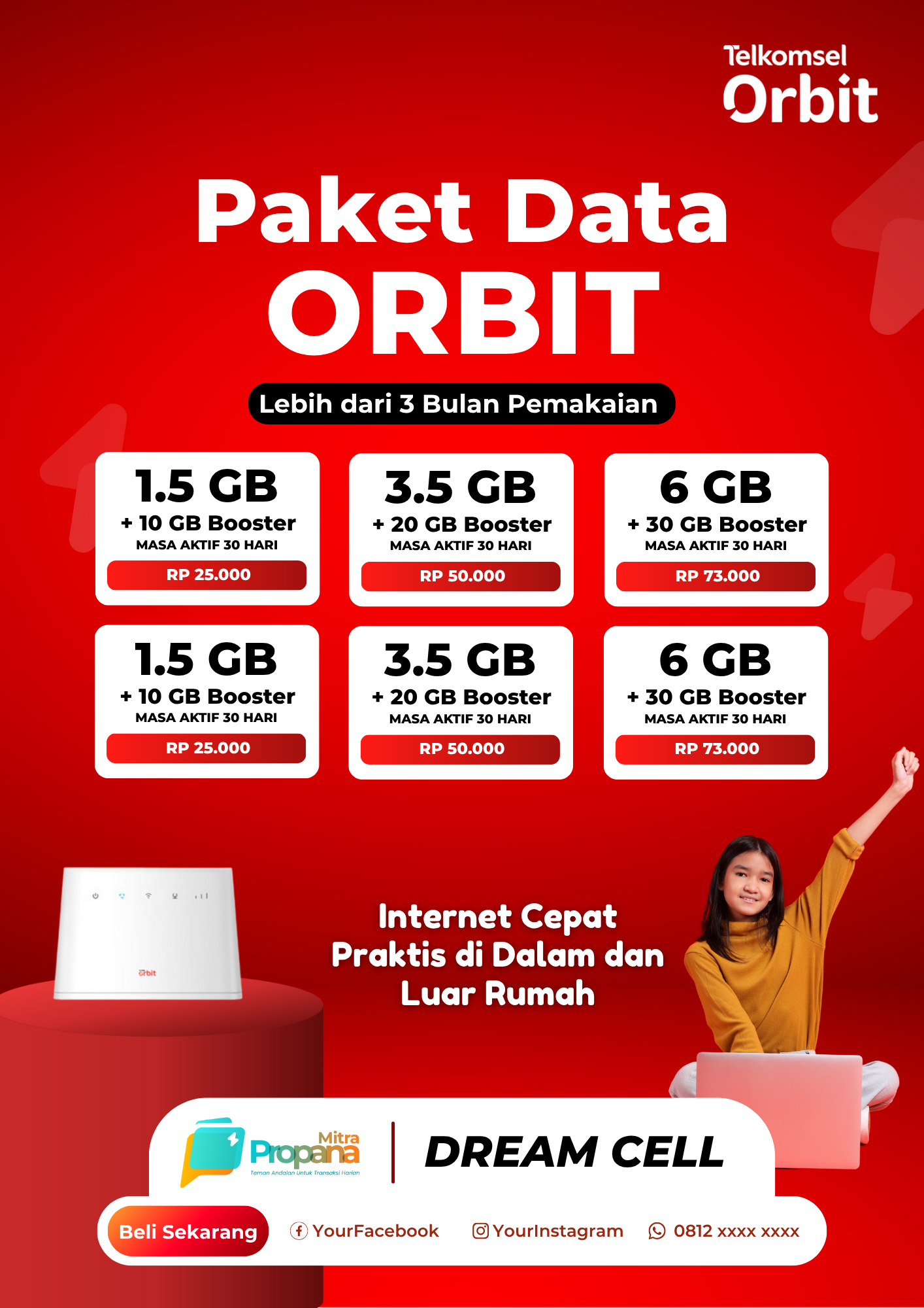 Template Pricelist Paket Data ORBIT Lebih 3 Bulan (Official) 2025 - Support